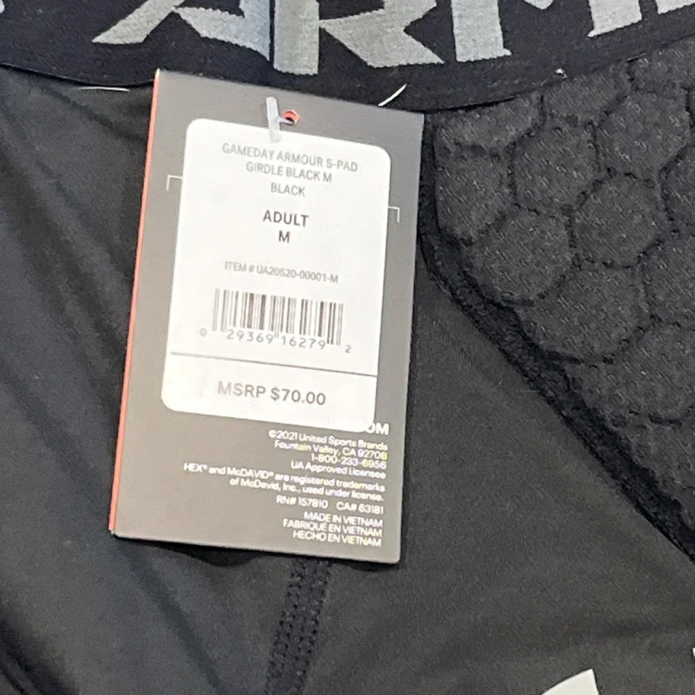 Under Armour Gameday Armour 5-Pad Football Girdle Men's Medium Black NWT